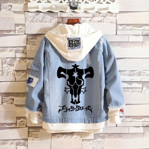 Anime Black Clover Costume Jean Jacket Asta Cosplay Denim Men/women Autumn Spring Hooded Fashion Streetwear Outwear Hip Hop Tops