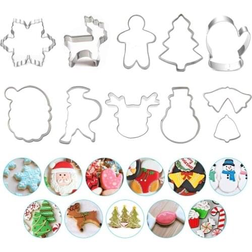 Stainless Steel Christmas Cake Cookie Fondant Cutter Mold Snowflake Gingerbread Man Baking Cupcake Pastry DIY Cookie Cutter Tool