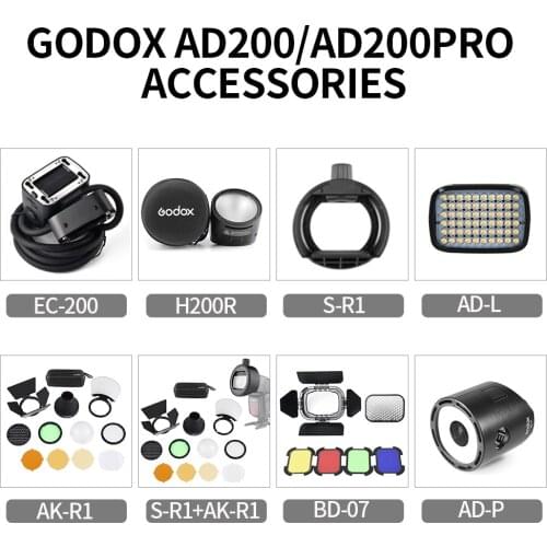 Godox S-R1 AK-R1 BD-07 H200R EC-200 AD-P AD-L Flash Speedlight Adapter,Barn Door,Snoot,Color Filter Reflector For AD200 PRO