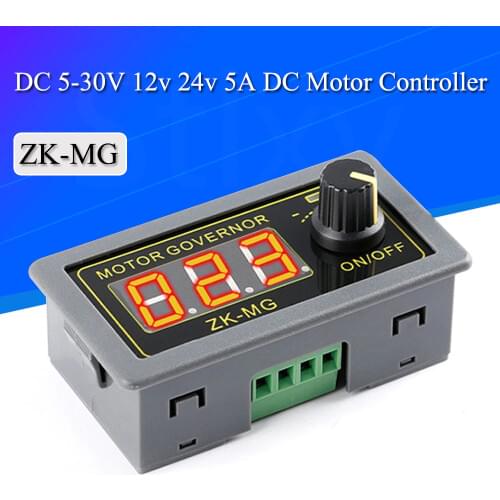 DC 5-30V 12v 24v 5A DC Motor Controller PWM Adjustable Speed Digital display encoder duty ratio frequency MAX 15A ZK-MG