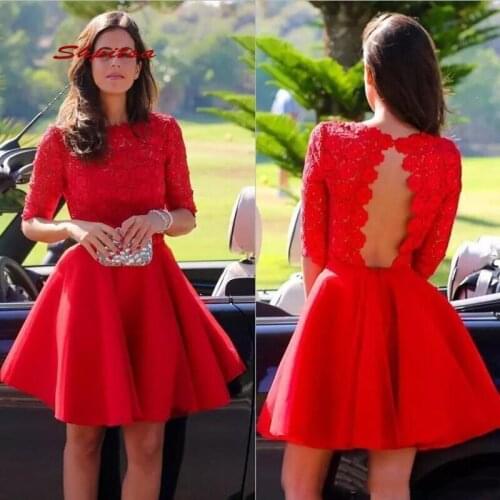 Red Little Short Lace Homecoming Dresses 8th Grade Prom Dresses Junior High Cute Cocktail Formal Dresses