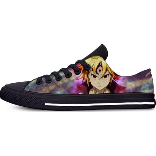 Japan Anime The Seven Deadly Sins Fashion Cool Casual Cloth Shoes Low Top Lightweight Breathable 3D Printed Men women Sneakers