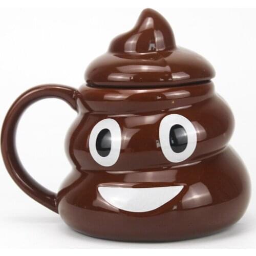 Cartoon Smile Poop Mug Tea Coffee Cup Funny Humor Gift 3D Pile of Poop Mugs With Handgrip Lid Tea Office Cup Drinkware 400ml