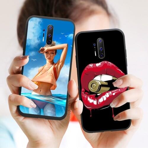 Fashion women girls Phone case For Oneplus 8 Pro 8T Nord Z 6 6T 7 8 Pro case Cover for One plus 7 8 Pro 8T Soft Black TPU Shell