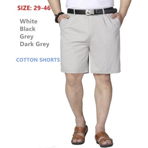 Mens Shorts Middle Aged Plus Size 40 42 44 46 Men Cotton Thin Straight Casual Father Short Grey Black White 2019 Summer Cltohes