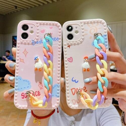 3D Cartoon Heart Photo Frame Phone Case For iphone 12 11 Pro Max X XR XS Max 6 7 8 Plus SE2020 Rainbow Wrist Bracelet Soft Cover