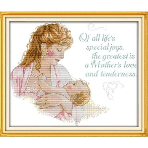 Deep love of mother and son(4) cross stitch kit people 18ct 14ct 11ct count print canvas stitches embroidery DIY handmade