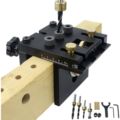 Punch Locator DIY Woodworking Tool Kit Adjustable Doweling Jig Woodworking Pocket Hole Jig With 8/15mm Drill Bit For Drilling Gu