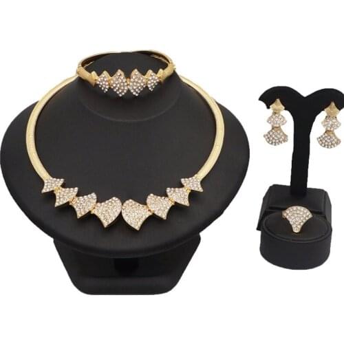 New design jewelry sets for african women gold sets stone necklace bridal jewelry sets dubai jewelry sets wedding jewelry
