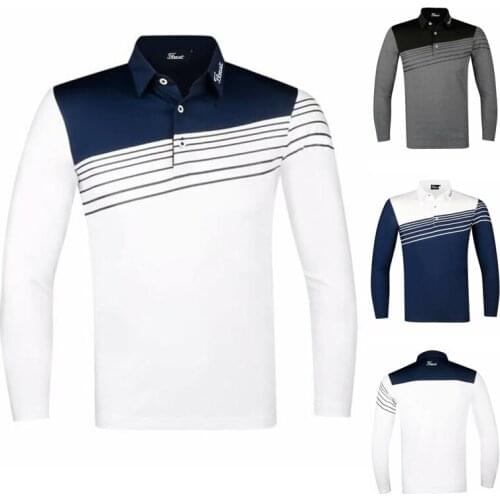 Spring golf clothes mens golf clothes quick drying breathable long sleeve outdoor sports T-shirt casual polo shirt