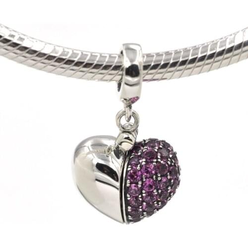 Fit Pandora Charms Bracelet Necklace 2017 New Solid 925 Sterling Silver Beads I love you Heart Charm Pendant DIY Jewelry Making