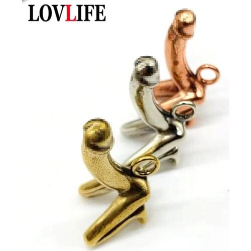 Pure Copper Men Dick Pendants Funny Key Chain Ring Hanging DIY Jewelry Accessories Brass Genitals Penis Keychain Girlfriend Gift