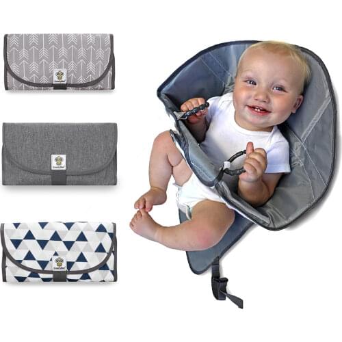 Portable Clean Hands Changing Pad. 3-in-1 Diaper Clutch, Changing Station, and Diaper-Time Playmat with Redirection Barrier for