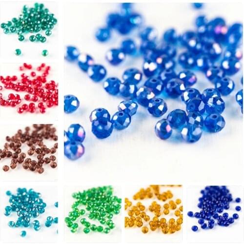 Transparent multi-color glass beads 3*4mm 4*6mm 6*8mm cut crystal glass beads loose beads for DIY production of various jewelry