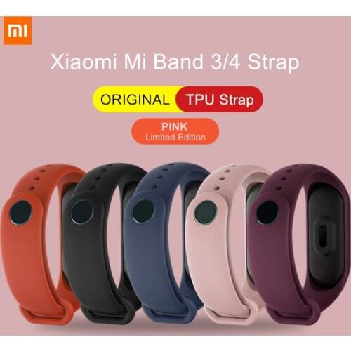 ORIGINAL XIAOMI Mi Band 3 4 Wrist Strap Pink Limited Edition Color TPU Material Accessories for Xiaomi Miband Smart Wristband