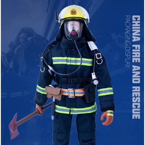 Retrograde 1: 6 Chinese Firefighter Doll Model Fire Hero Soldier 12'' Action Figure Full Set Toys Gifts Collectors Edition