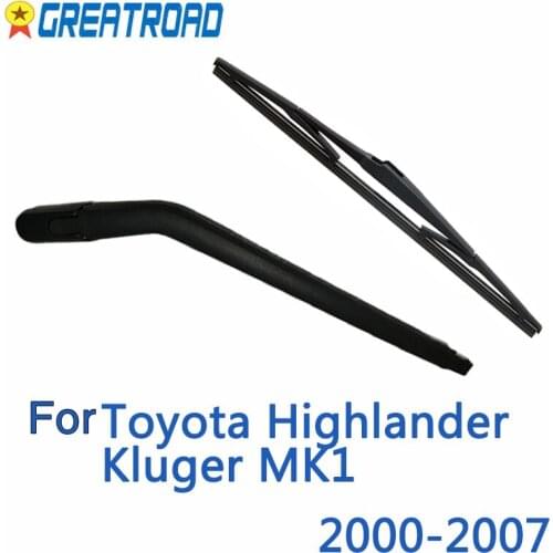 Wiper 12" Rear Wiper Blade & Arm Set Kit For Toyota Highlander Kluger MK1 2000 - 2007 Windshield Windscreen Rear Window