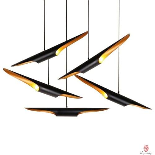 Modern Loft LED Hanging Lamp Designer Long Lighting Fixture Aluminum Black Gold Pendant Light Dinning Room Foyer Home Decorative