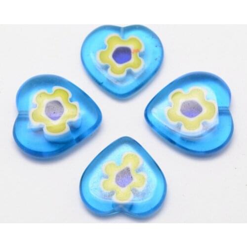 5pcs 22~23mm Heart Handmade Half Drilled Glass Lampwork Beads for Jewelry Making Accessories DIY Bracelet Crafts Supplies