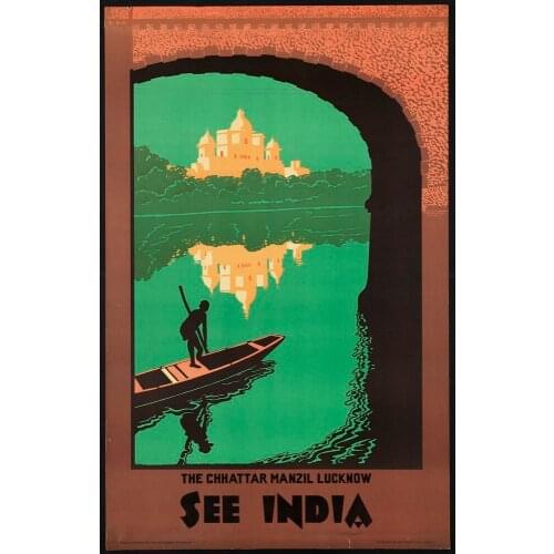 Vintage India Travel See India by Boat Retro Poster Canvas Painting DIY Wall Paper Posters Home Decor Gift