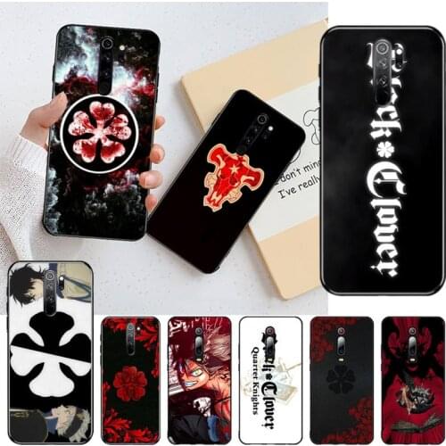 YJZFDYRM Anime black clover logo Black TPU Soft Phone Case for Redmi Note 9 8 8T 8A 7 6 6A Go Pro Max Redmi 9 K20