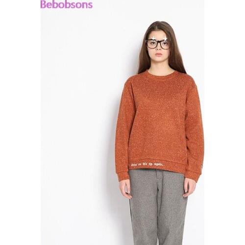 Women Fashion Pullover Sweatshirts 2017 New Arrival Letters Embroidery Loose Knitted Sweatshirt Long Sleeve Autumn Tops Hoodies