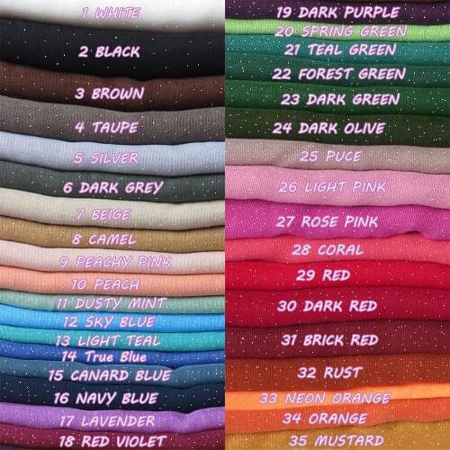 10pcs/lot Shimmer Glitters Versatile Cotton Voile Maxi Plain Scarf Shawl Hijab Wrap Plain Colors 180cm x 90cm