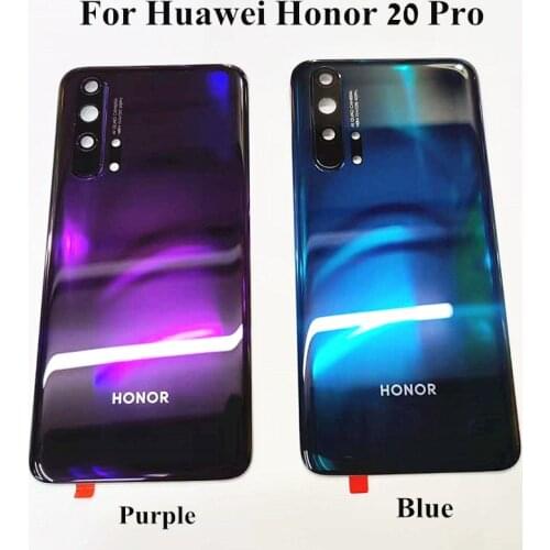 100% Original Glass Back Housing Door For Huawei Honor 20 Pro Rear Battery cover Case Camera Glass Lens Frame Ring Replacement