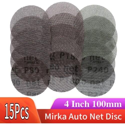15Pcs Mesh Abrasive Dust Free Sanding Discs 4 Inch 100mm Anti-blocking Dry Grinding Sandpaper 80 to 240 Grit
