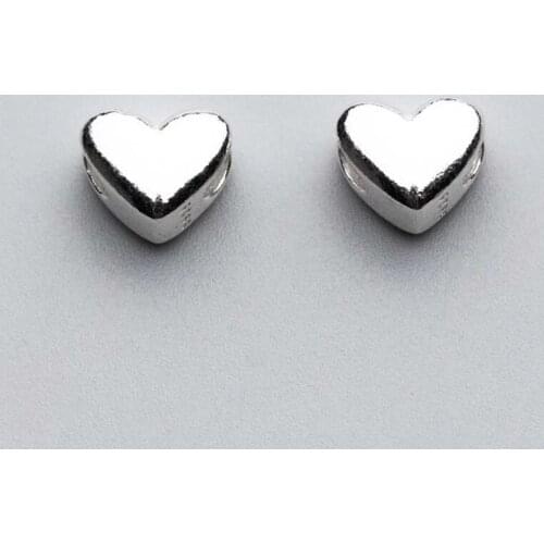 2pcs/lot 925 Sterling Silver Gloosy Craft Fancy Heart Spacer Beads DIY Couple Jewelry Make Gift Hand Made Bracelets Charm Beads