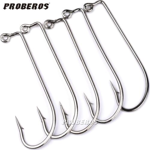 500pcs/bag JIG Hook Jig Big Stainless Steel Sea Fishhook Silver Steel Carp Hooks Fishing White Size 2#-5/0