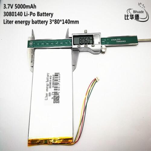 5P2.0 Good Qulity 5pcs The tablet battery 3.7V 5000mAH 3080140 Polymer lithium ion / Li-ion battery for tablet pc battery