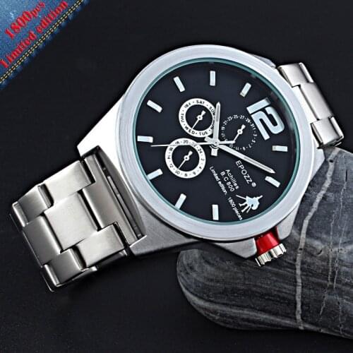 Brand EPOZZ New Luxury Unique Number Signet relogio masculino Especial design Military casual Stainless Steel quartz men watches
