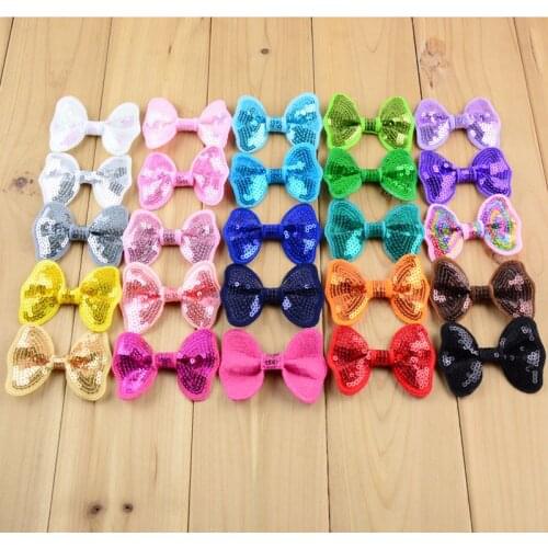 32pcs/lot 6CM Kids Hair Bows 32pc/lot Cute Sequin Butterfly Bow Knot 32C In Stock For girls Headband DIY Accessories HDJ27