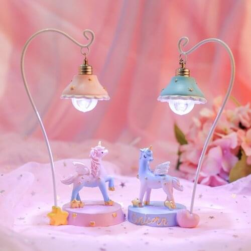Fantasy Color Cartoon Unicorn Girl Star Light Crafts Unicorn Led Night Light Toy Unicorn Figure Toys Room Decoration Kids Gift