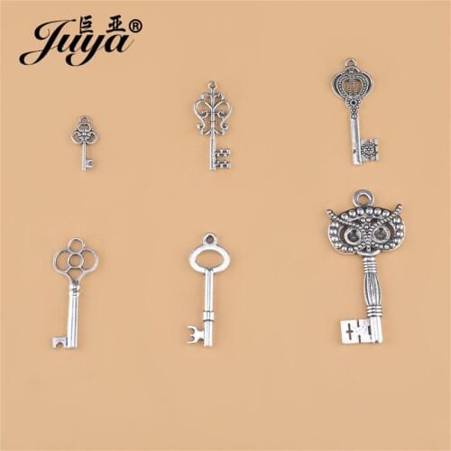 JUYA 10pcs Antique Keys Pendant A Variety Of Styles Key Charms Fit Bracelets Necklace DIY Metal Jewelry Making Wholesale