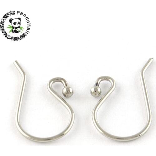 500pcs 304 Stainless Steel Earring Hooks for Earring DIY Jewelry Making Findings Stainless Steel Color 15x10x0.6mm Pin: 0.6mm