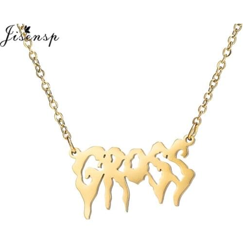 Punk Harajuku Gross Necklace Choker Stainless Steel Chain Necklaces Letter Pendants Gothic Street Ins Jewelry Party Gifts
