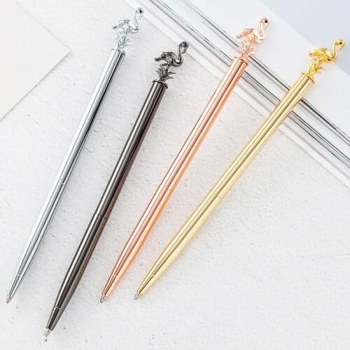 Flamingo Metal Ballpoint Pen Luxury Cartoon Office Stationery for Student Gift Kawaii Rose Gold Pen Write Handle School Supplies