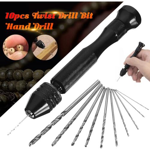 10 twist drill bits mini miniature aluminum alloy hand electric drill keyless chuck woodworking drill bit rotating tool
