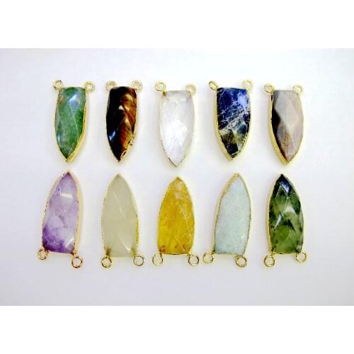 Mystic~Mixed Natural Gem Stone Pendant 5pcs/lot Faceted Gem stone Healing Point Jewelry Necklace Pendant 2loops