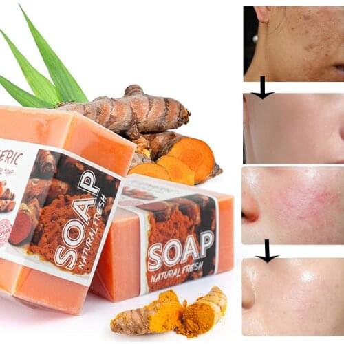 100g Turmeric Essential Oil Handmade Soap Face Wash Removal Acne Treatment Oil Control Moisturizing Whitening Soap Face Care