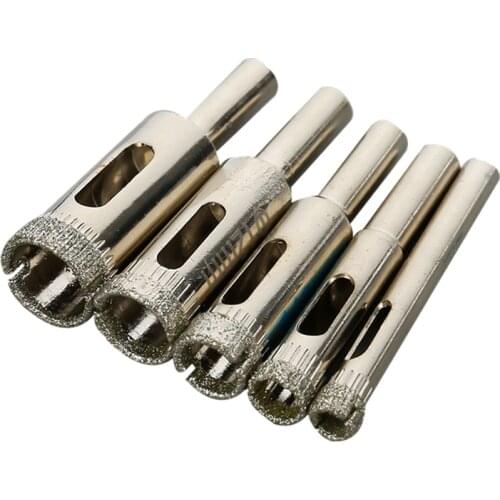 5Pcs Diamond Coated Core Hole Saw Bit Set Tool For Tile Marble Glass Ceramic 6/8/10/12/14 Mm