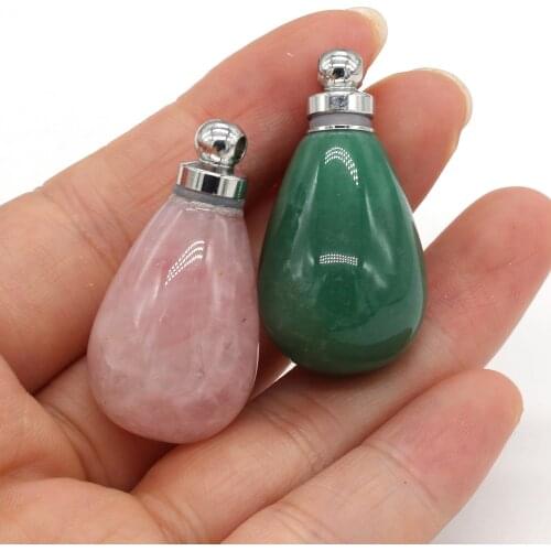 Natural Stone Perfume Bottle Pendant Fine Semi-precious Charm Essential Oil Diffuser For DIY Necklace Jewelry Making Accessories