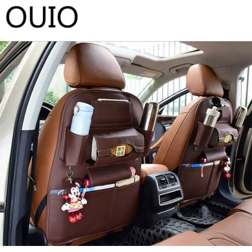 OUIO Car Back Seat Cover Bag Phone Holder Interior For BMW e90 e60 e39 e46 f10 F30 VW Golf 7 Passat b6 Peugeot 206 Audi a3 a4 b8