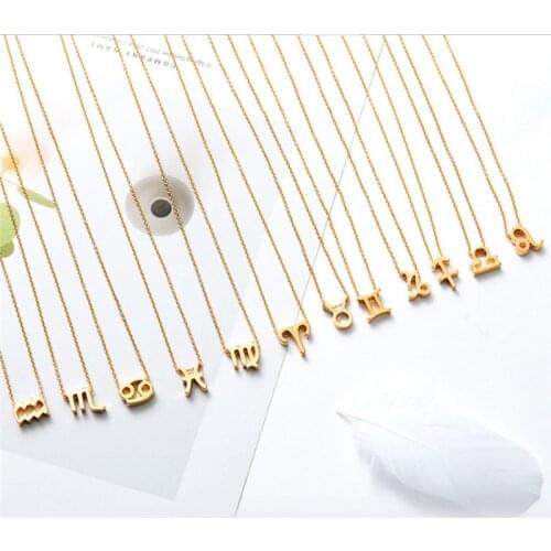 12 Horoscope Zodiac Sign Necklace Men Women Gold Pendant Necklace Aries Leo 12 Constellations Jewelry Kids Christmas Gifts