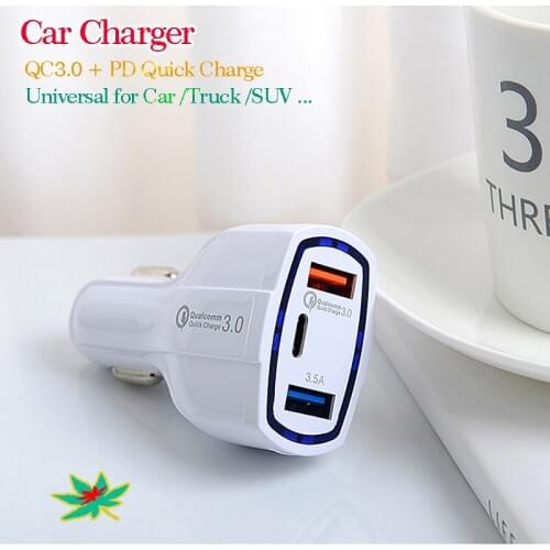PD Fast Car Charger QC3.0 Quick Charge USB Charger for Car Truck SUV Universal for iphone 7 ipad Xiaomi Samsung Huawei Power Hub