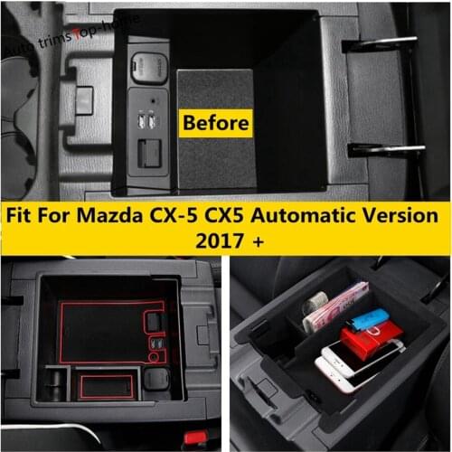 Plastic Accessories For Mazda CX-5 CX5 2017 - 2021 Automatic Version Car Central Console Armrest Storage Box Organizer Tray Trim