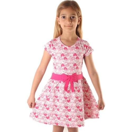 Dalmaz Short-Sleeve 100% Cotton Heart Dress with Bow