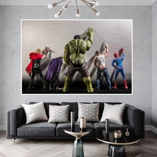 Avengers In The Toilet Movie Hulk Superhero Art Canvas Painting Poster Art Frameless Poster, Avengers Poster Gift Boy Home Decor